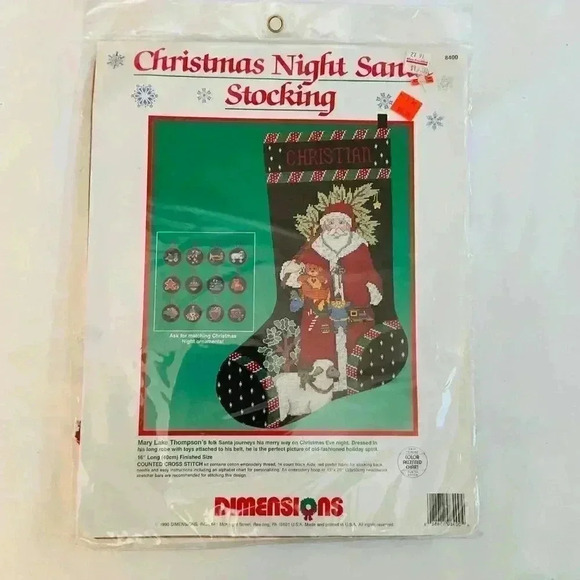 Christmas Night Santa Stocking by Dimensions 1980 Cross Stitch Needlework Kit - Picture 1 of 2